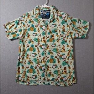 Rowdy Gentleman Hawaiian Shirt Mens M Luau Coconut  Rum Hula Girl Aop